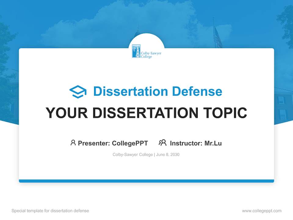 Colby-Sawyer College Graduation Thesis Defense PPT Template4:3 ratio PPT effect preview image7