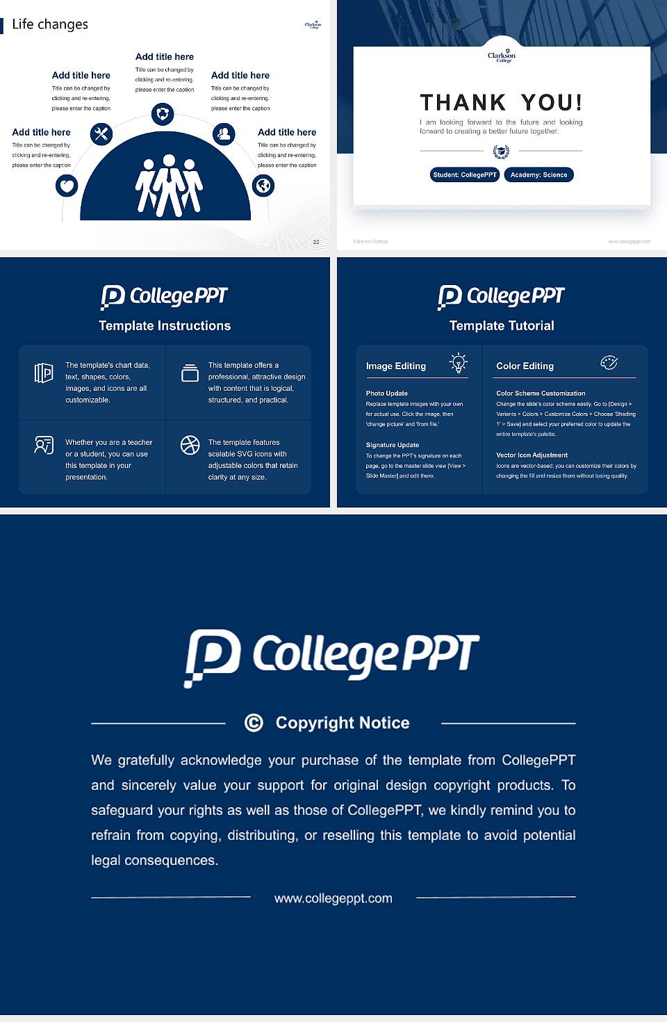 Clarkson College National Scholarship Defense PPT Template4:3 ratio PPT effect preview image4