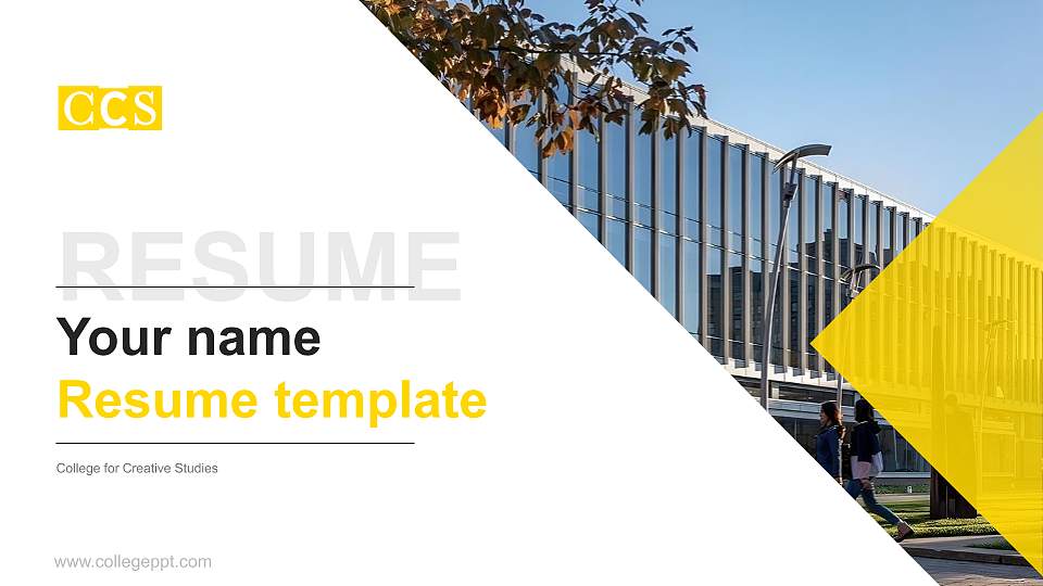 College for Creative Studies Resume PPT Template16:9 ratio PPT effect preview image