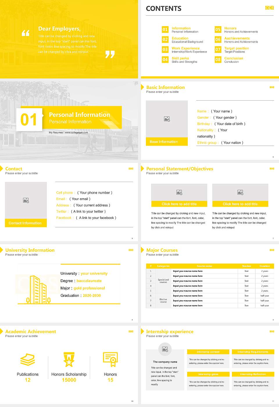 College for Creative Studies Resume PPT Template16:9 ratio PPT effect preview image2