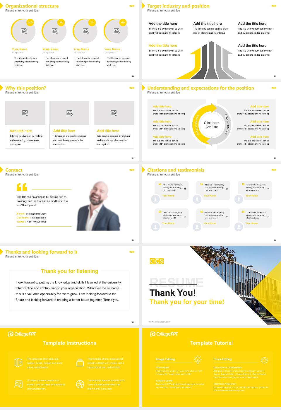 College for Creative Studies Resume PPT Template16:9 ratio PPT effect preview image4