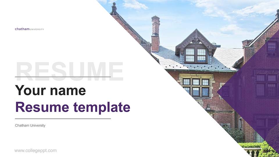 Chatham University Resume PPT Template16:9 ratio PPT effect preview image