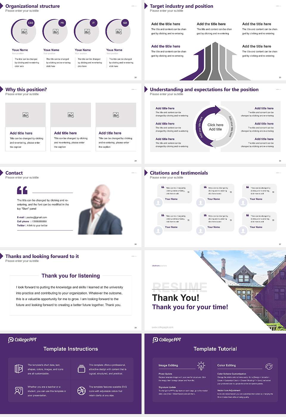 Chatham University Resume PPT Template16:9 ratio PPT effect preview image4