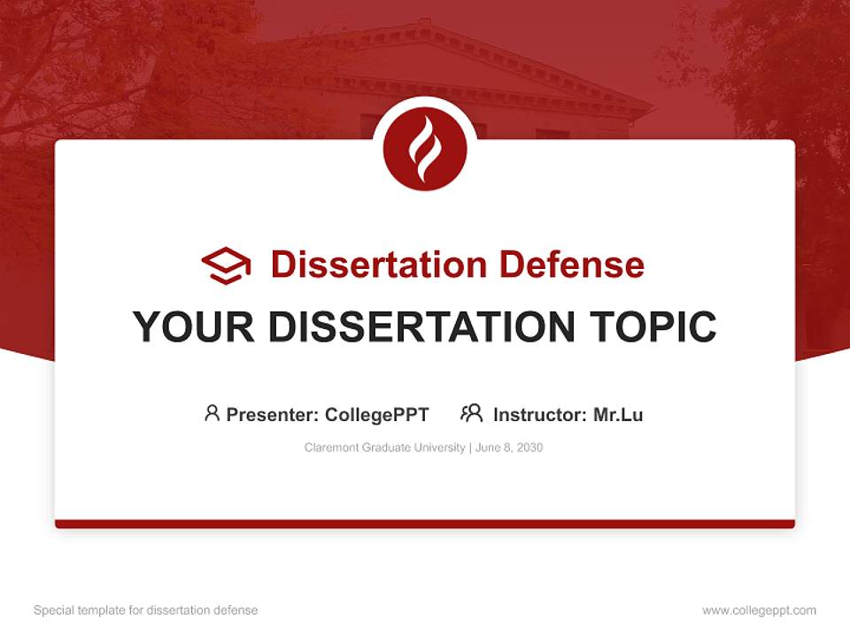 Claremont Graduate University Graduation Thesis Defense PPT Template4:3 ratio PPT effect preview image7