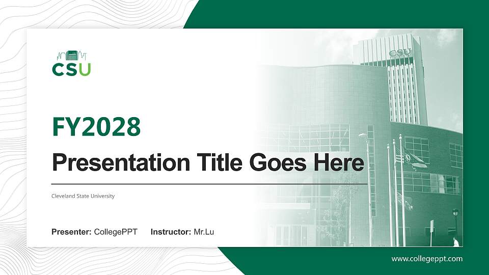 Cleveland State University Academic Presentation/Research Findings Report PPT Template16:9 ratio PPT effect preview image