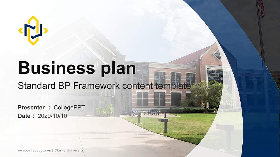 Clarke University Competition/Entrepreneurship Contest PPT Template16:9 ratio PPT effect preview image