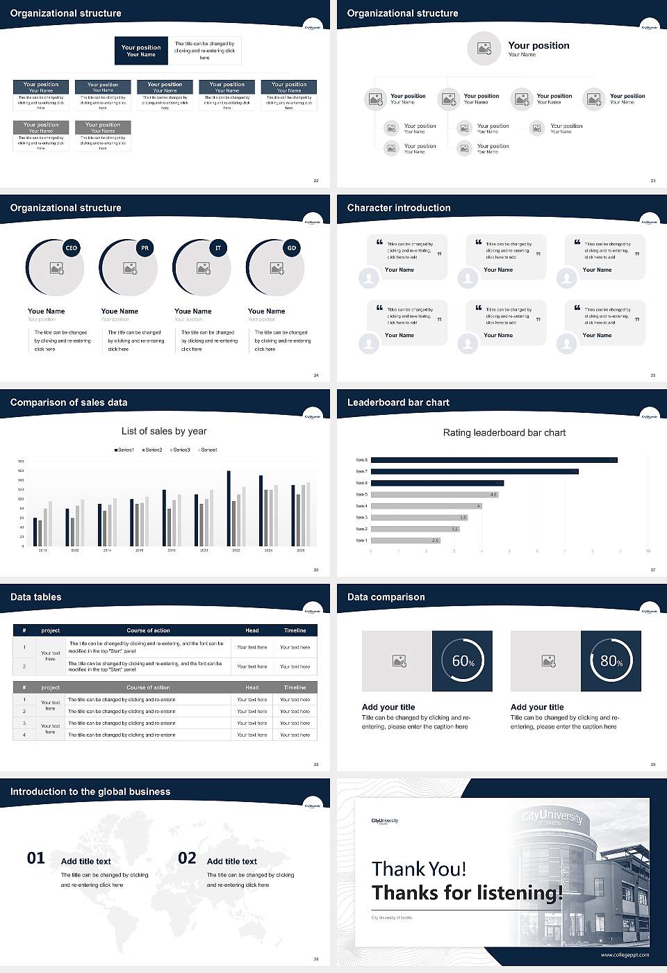 City University of Seattle Academic Presentation/Research Findings Report PPT Template16:9 ratio PPT effect preview image4