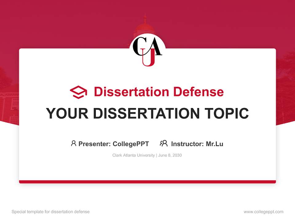 Clark Atlanta University Graduation Thesis Defense PPT Template4:3 ratio PPT effect preview image7
