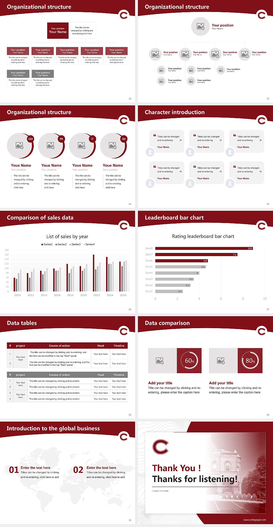 Colgate University Academic Presentation/Research Findings Report PPT Template4:3 ratio PPT effect preview image4