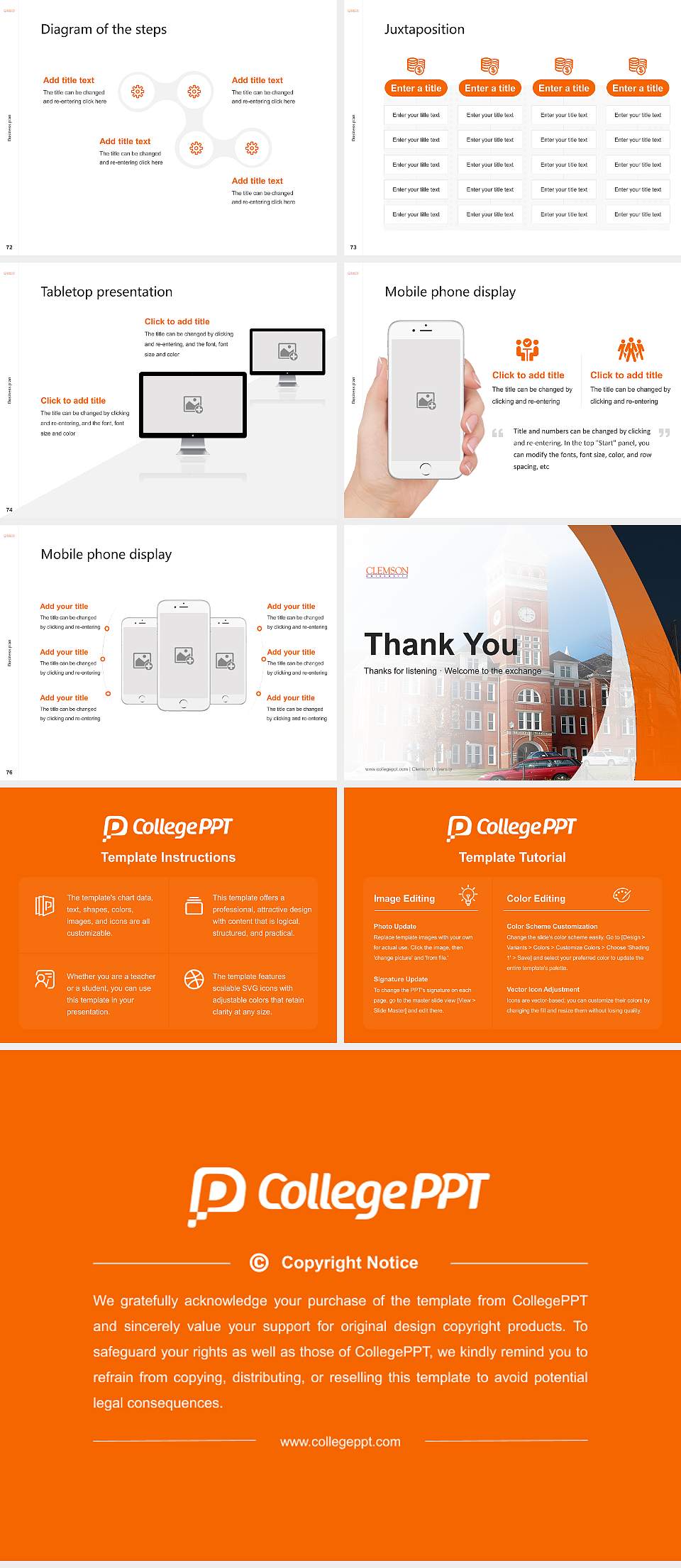 Clemson University Competition/Entrepreneurship Contest PPT Template4:3 ratio PPT effect preview image9
