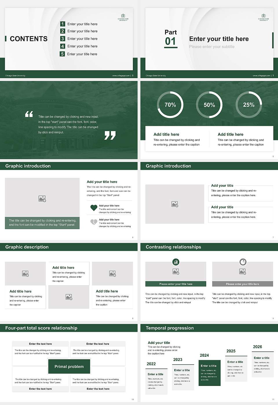 Chicago State University Thesis Proposal/Graduation Defense PPT Template16:9 ratio PPT effect preview image2