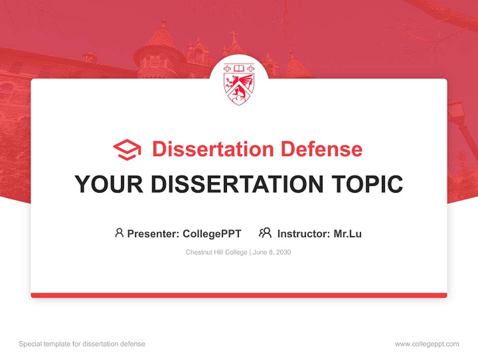 Chestnut Hill College Graduation Thesis Defense PPT Template4:3 ratio PPT effect preview image7