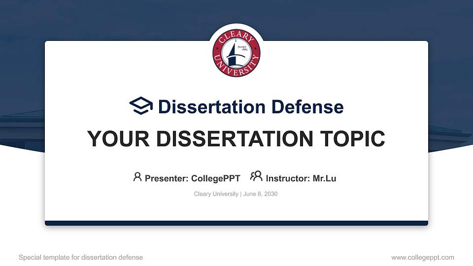 Cleary University Graduation Thesis Defense PPT Template16:9 ratio PPT effect preview image