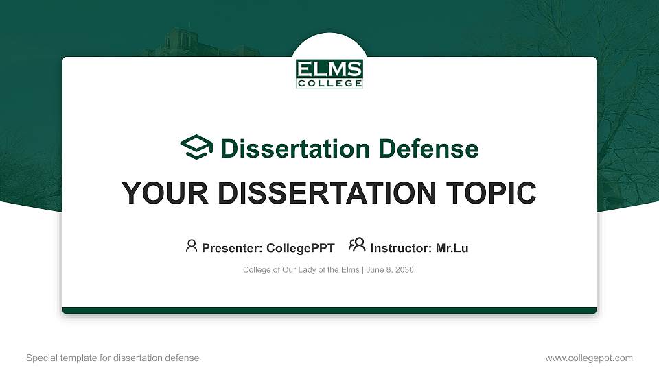 College of Our Lady of the Elms Graduation Thesis Defense PPT Template16:9 ratio PPT effect preview image