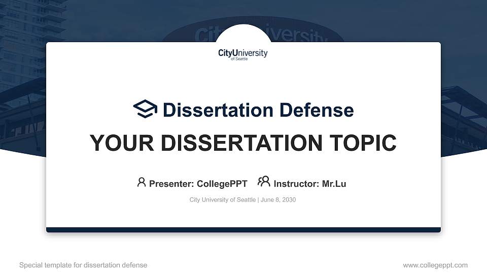 City University of Seattle Graduation Thesis Defense PPT Template16:9 ratio PPT effect preview image