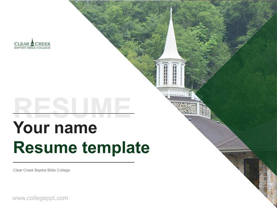 Clear Creek Baptist Bible College Resume PPT Template4:3 ratio PPT effect preview image5