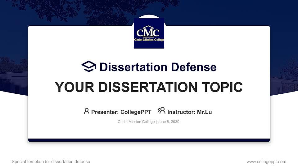 Christ Mission College Graduation Thesis Defense PPT Template16:9 ratio PPT effect preview image