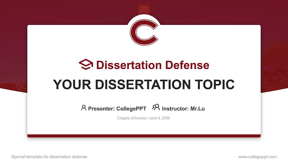 Colgate University Graduation Thesis Defense PPT Template16:9 ratio PPT effect preview image