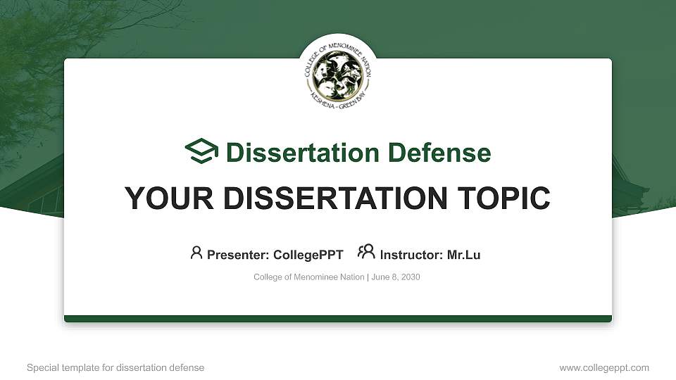 College of Menominee Nation Graduation Thesis Defense PPT Template16:9 ratio PPT effect preview image