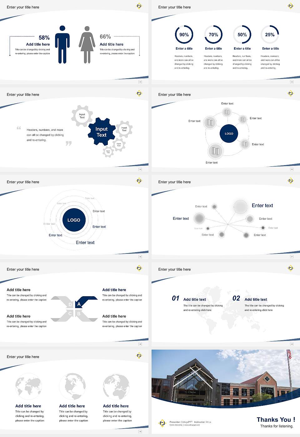 Clarke University Course/Courseware Creation PPT Template16:9 ratio PPT effect preview image4
