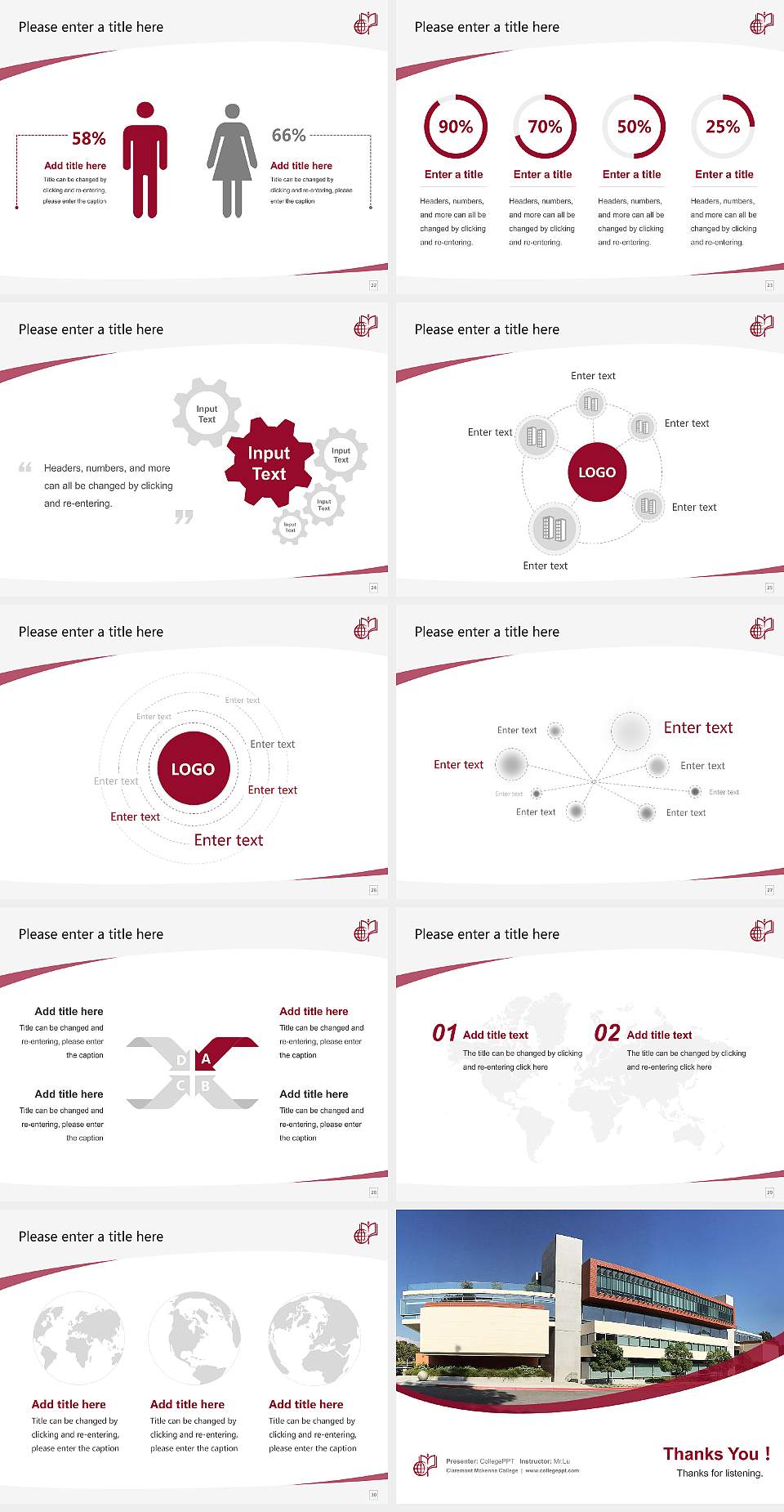 Claremont Mckenna College Course/Courseware Creation PPT Template4:3 ratio PPT effect preview image4