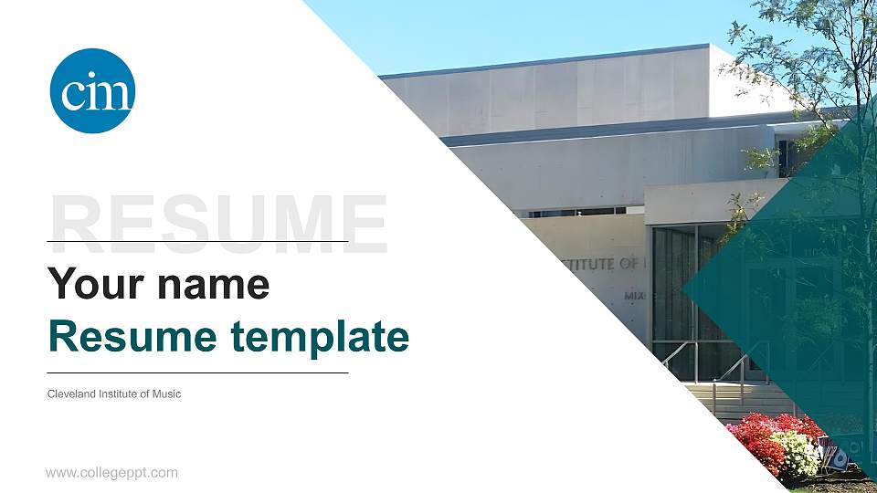 Cleveland Institute of Music Resume PPT Template16:9 ratio PPT effect preview image
