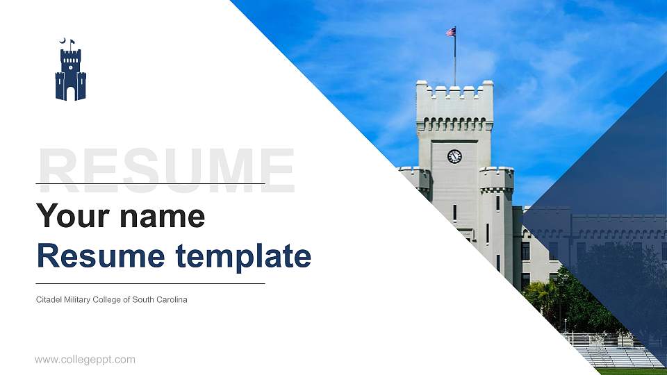Citadel Military College of South Carolina Resume PPT Template16:9 ratio PPT effect preview image