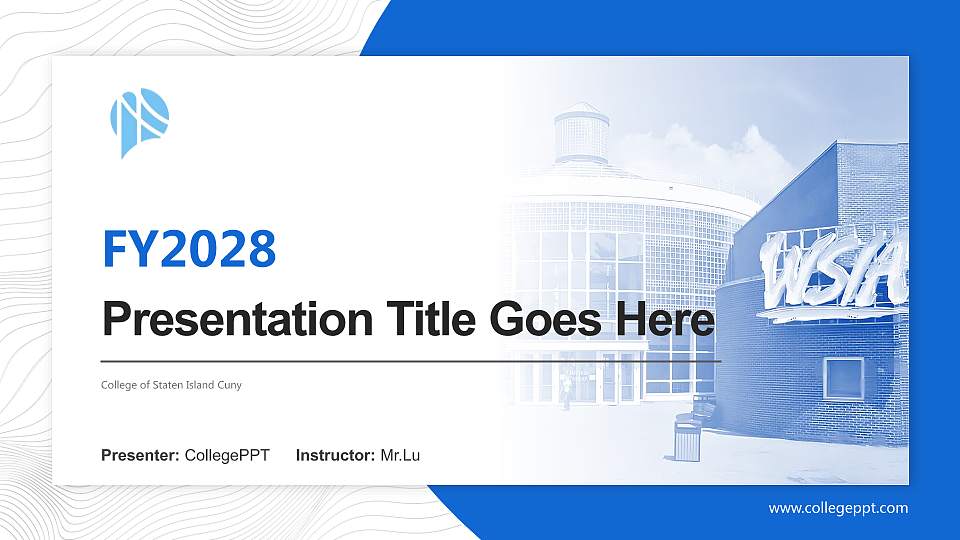 College of Staten Island Cuny Academic Presentation/Research Findings Report PPT Template16:9 ratio PPT effect preview image
