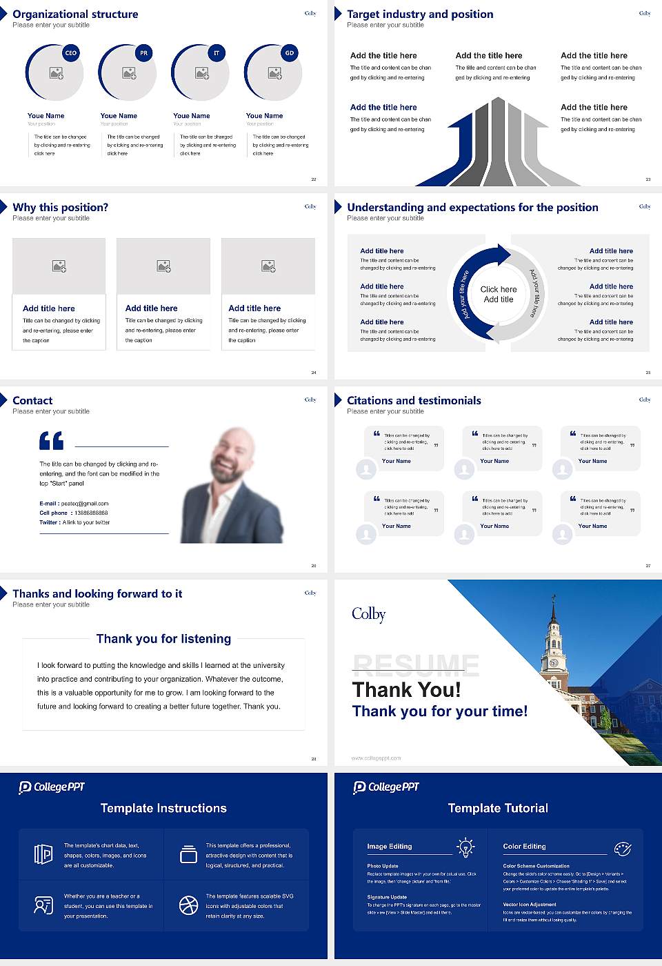 Colby College Resume PPT Template16:9 ratio PPT effect preview image4