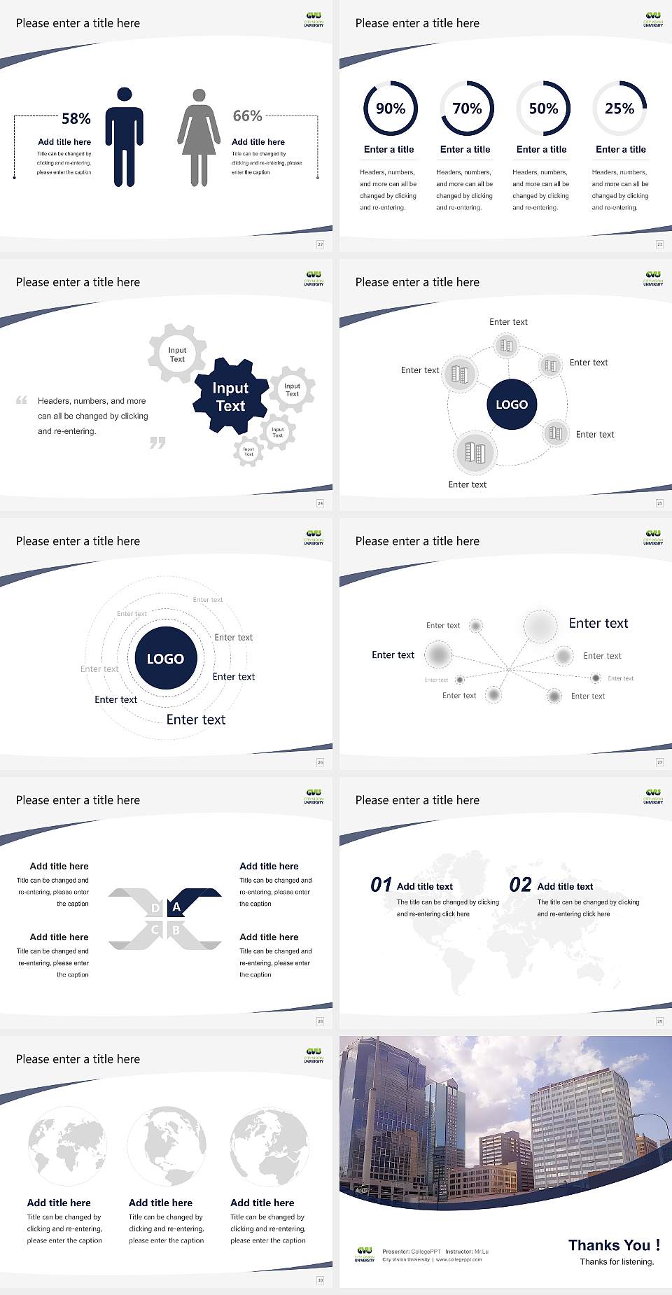 City Vision University Course/Courseware Creation PPT Template4:3 ratio PPT effect preview image4