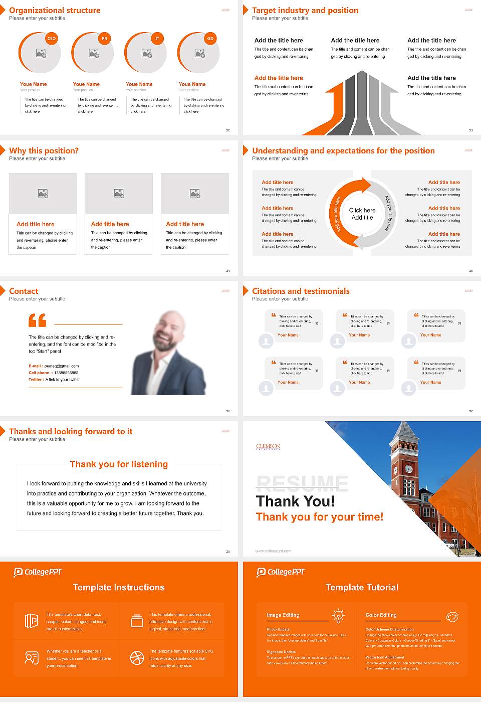 Clemson University Resume PPT Template16:9 ratio PPT effect preview image4