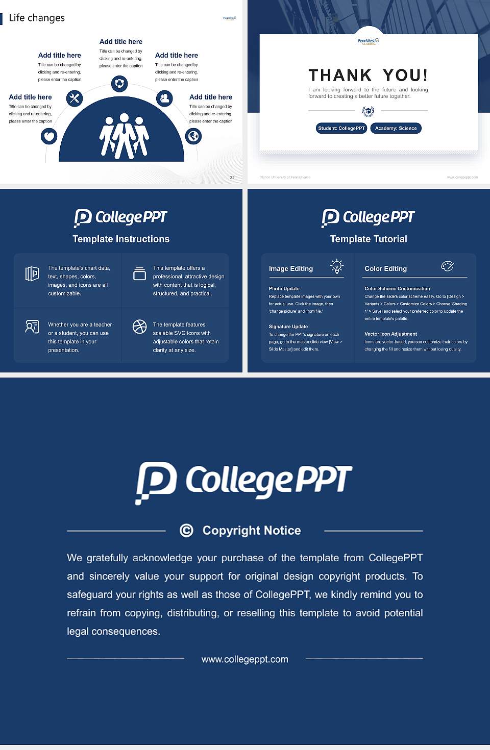 Clarion University of Pennsylvania National Scholarship Defense PPT Template4:3 ratio PPT effect preview image4