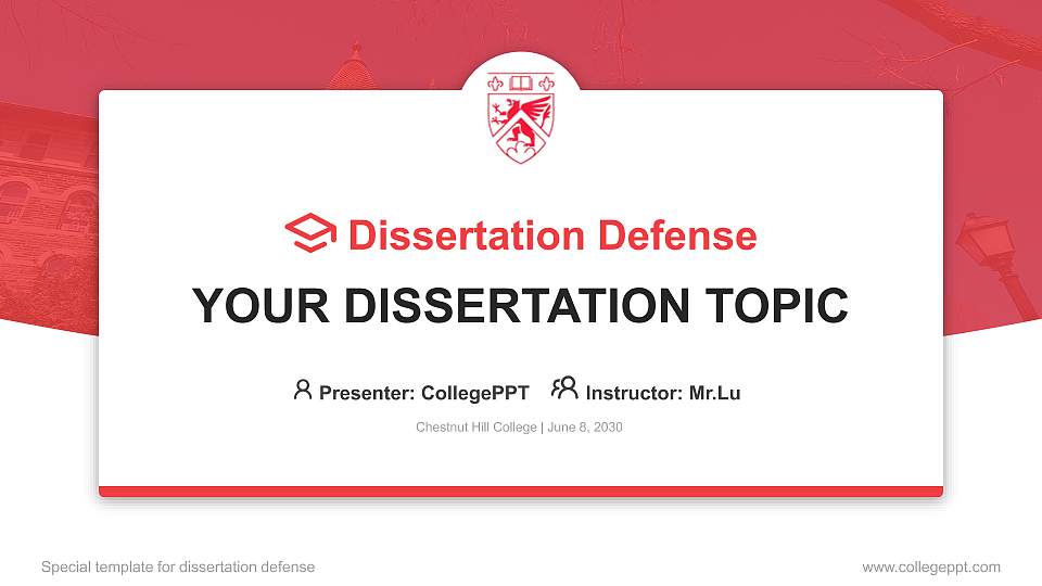 Chestnut Hill College Graduation Thesis Defense PPT Template16:9 ratio PPT effect preview image