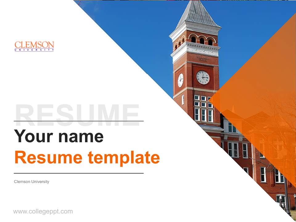 Clemson University Resume PPT Template4:3 ratio PPT effect preview image5