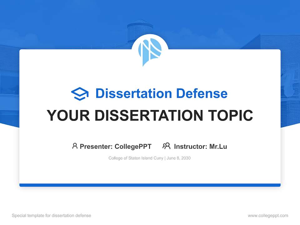 College of Staten Island Cuny Graduation Thesis Defense PPT Template4:3 ratio PPT effect preview image7