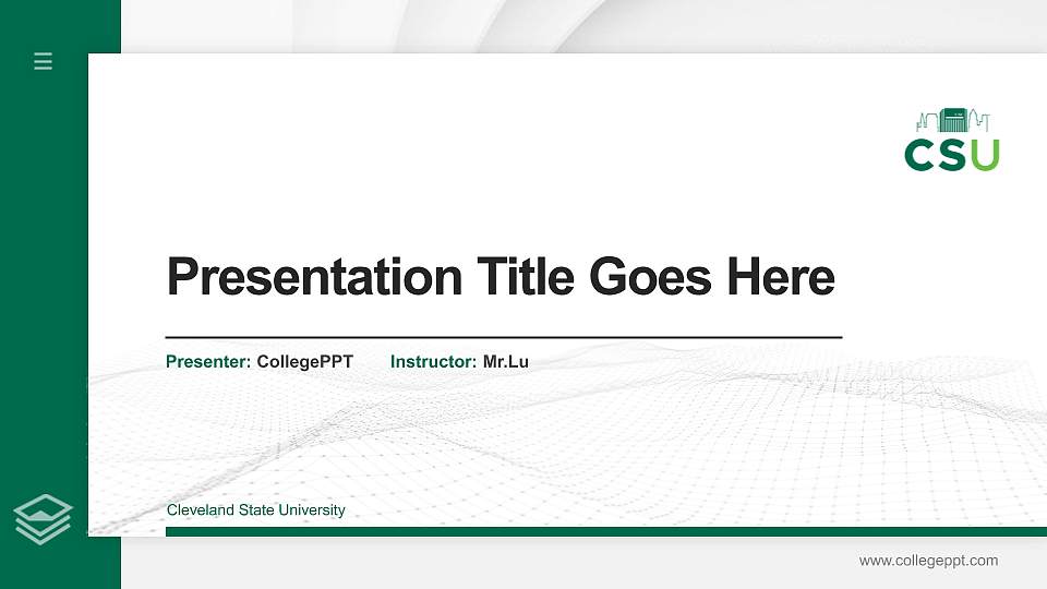 Cleveland State University Thesis Proposal/Graduation Defense PPT Template16:9 ratio PPT effect preview image