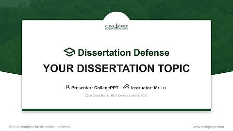 Clear Creek Baptist Bible College Graduation Thesis Defense PPT Template