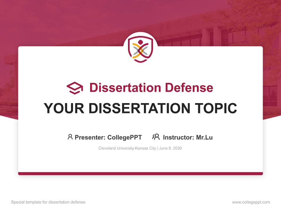 Cleveland University-Kansas City Graduation Thesis Defense PPT Template4:3 ratio PPT effect preview image7