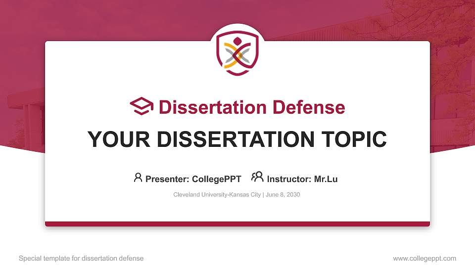 Cleveland University-Kansas City Graduation Thesis Defense PPT Template16:9 ratio PPT effect preview image