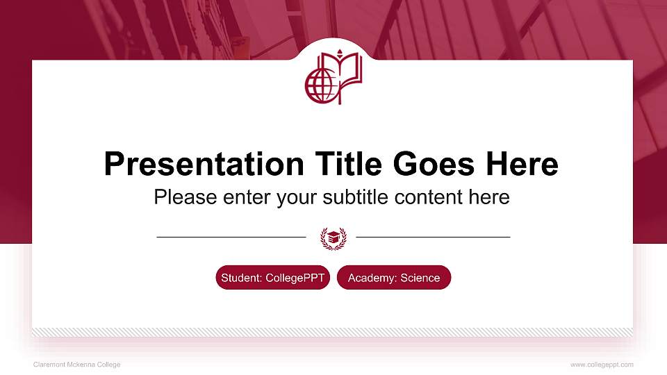 Claremont Mckenna College National Scholarship Defense PPT Template16:9 ratio PPT effect preview image