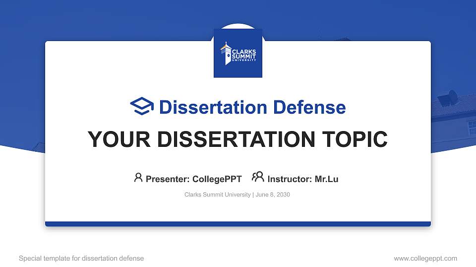 Clarks Summit University Graduation Thesis Defense PPT Template16:9 ratio PPT effect preview image