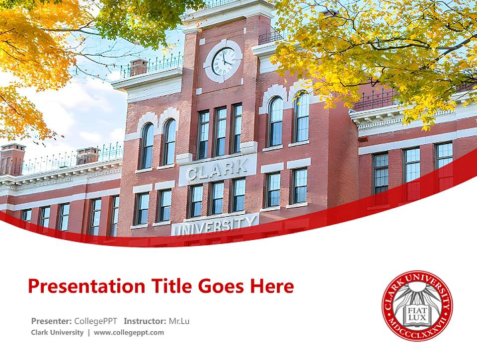 Clark University Course/Courseware Creation PPT Template4:3 ratio PPT effect preview image5