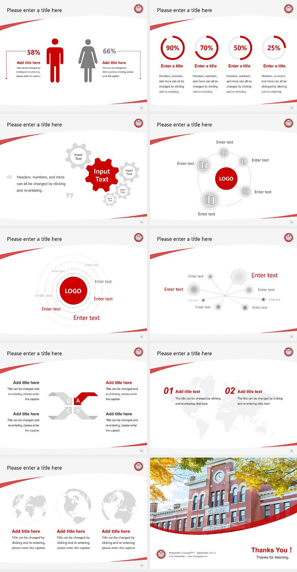 Clark University Course/Courseware Creation PPT Template4:3 ratio PPT effect preview image4