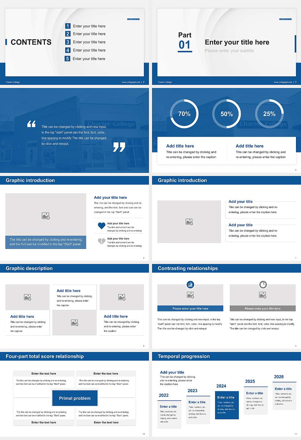 Charter College Thesis Proposal/Graduation Defense PPT Template16:9 ratio PPT effect preview image2