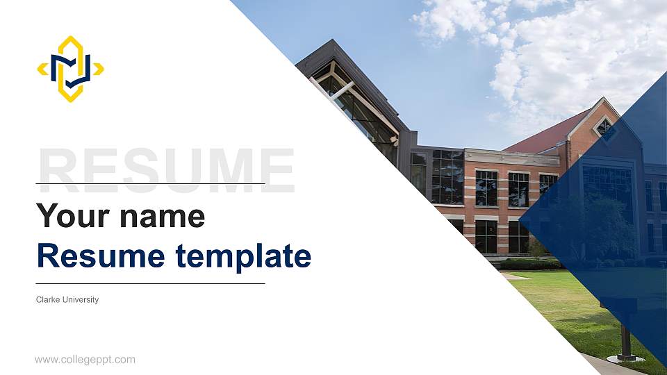 Clarke University Resume PPT Template16:9 ratio PPT effect preview image
