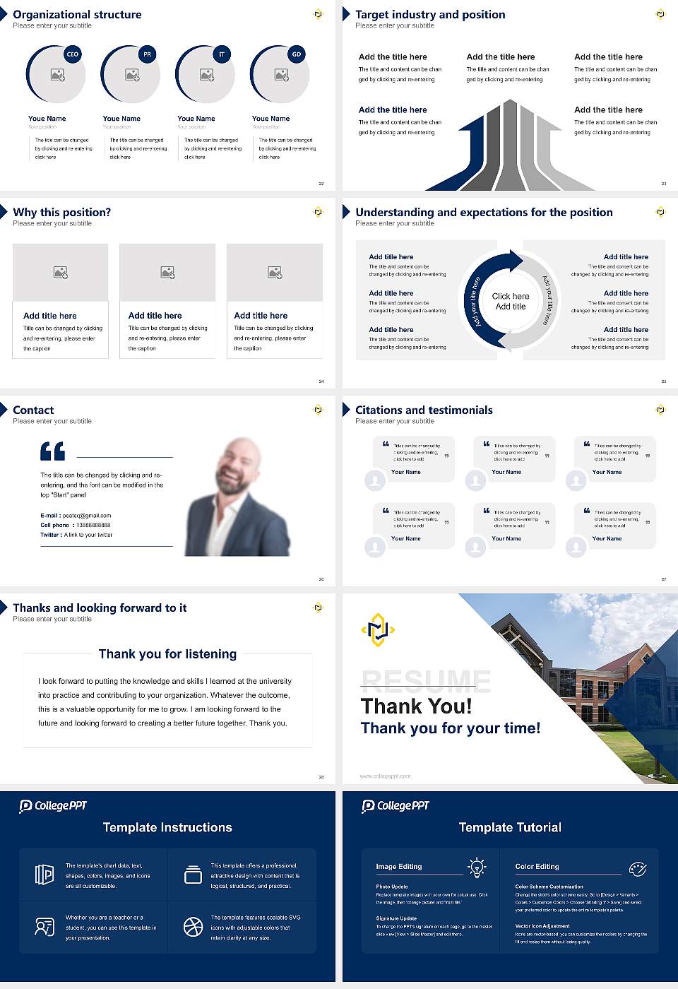 Clarke University Resume PPT Template16:9 ratio PPT effect preview image4