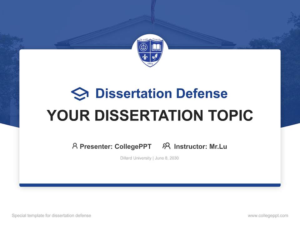 Dillard University Graduation Thesis Defense PPT Template4:3 ratio PPT effect preview image7