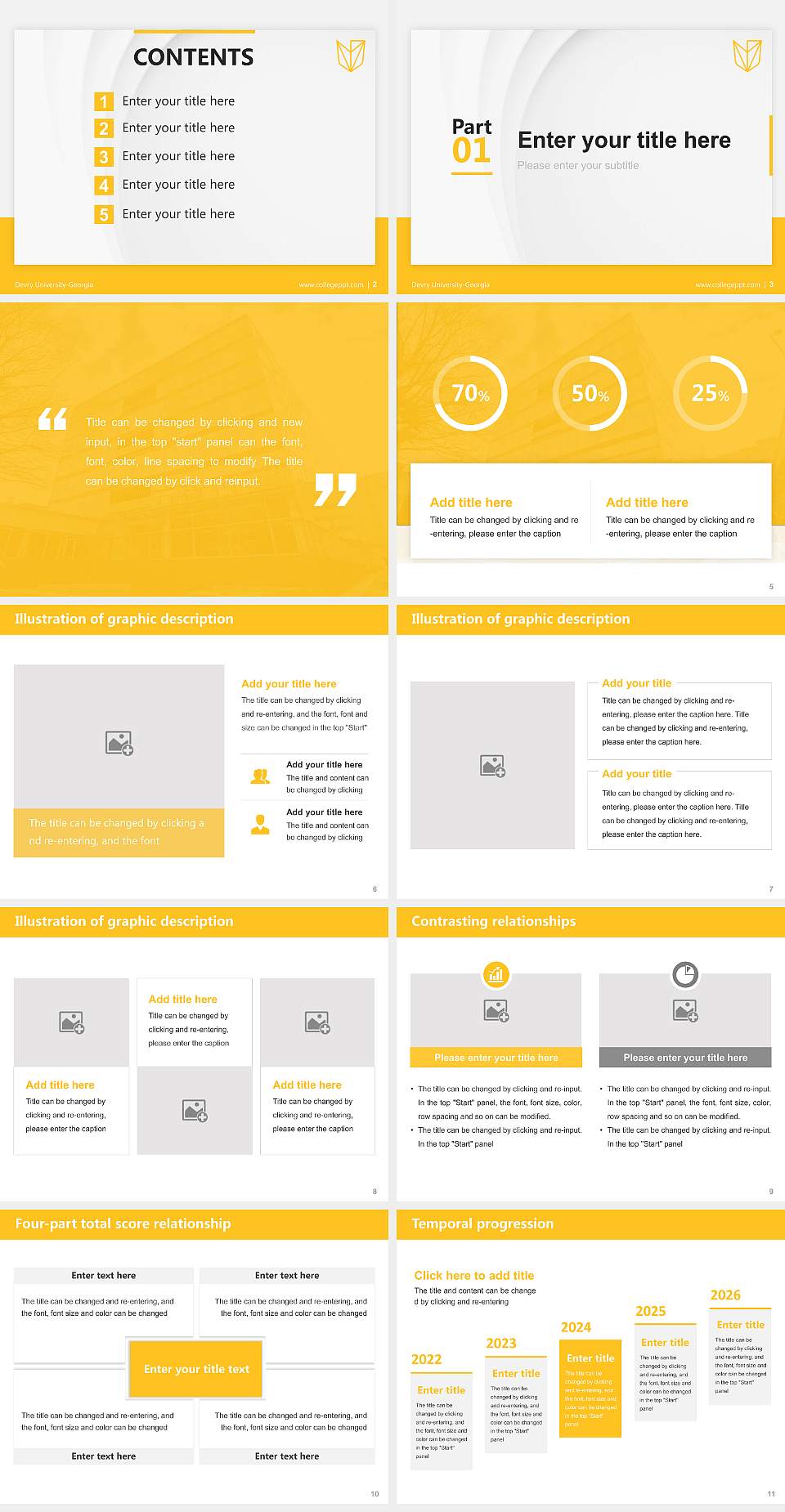 Devry University-Georgia Thesis Proposal/Graduation Defense PPT Template4:3 ratio PPT effect preview image2