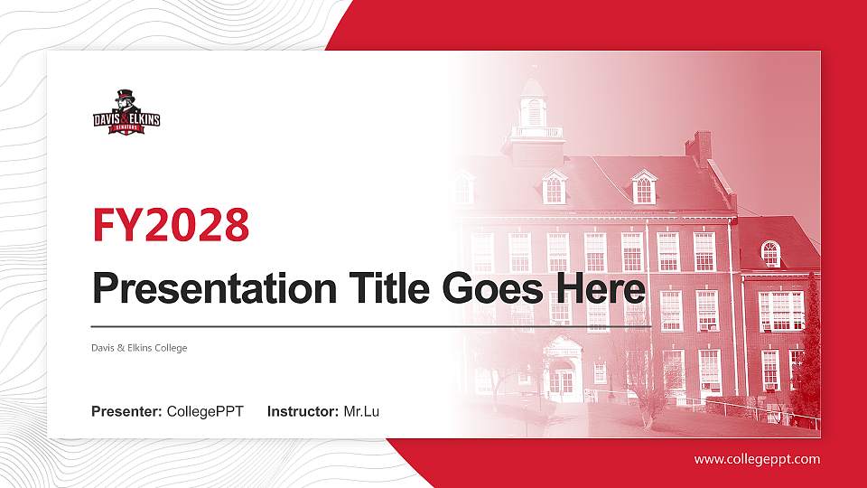 Davis & Elkins College Academic Presentation/Research Findings Report PPT Template16:9 ratio PPT effect preview image