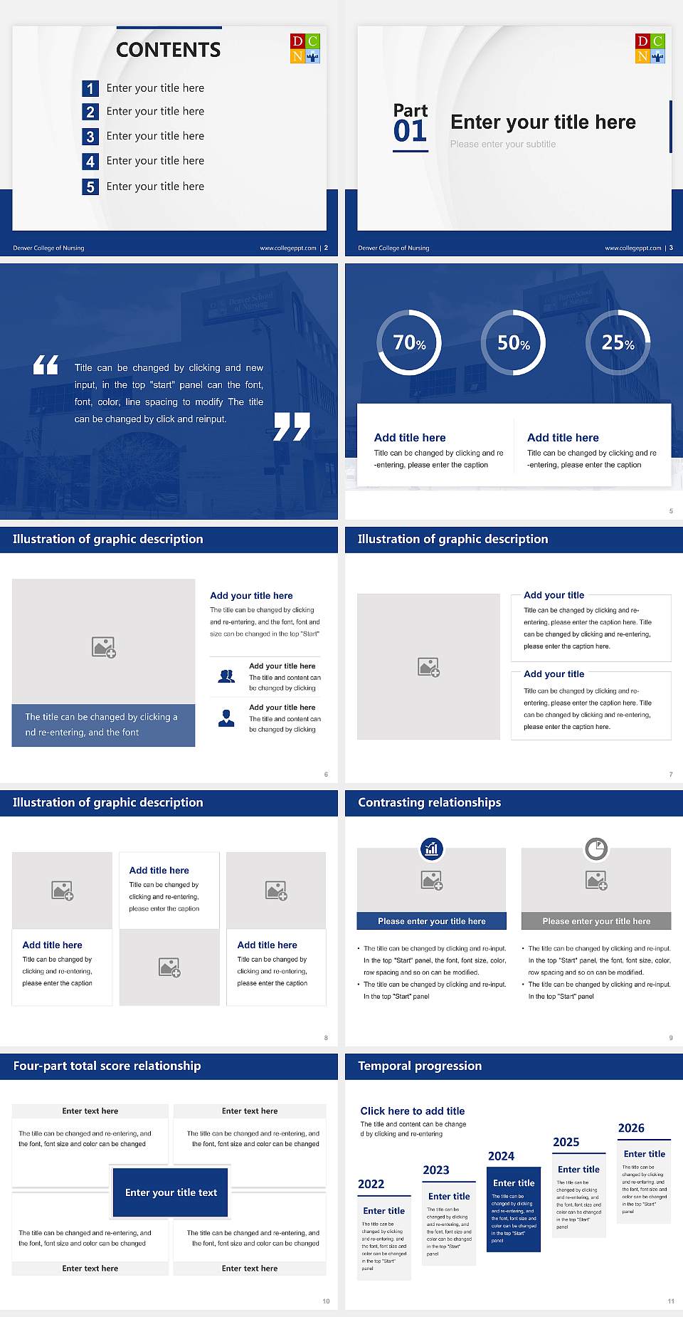 Denver College of Nursing Thesis Proposal/Graduation Defense PPT Template4:3 ratio PPT effect preview image2